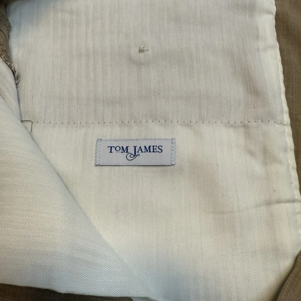 Tom James Dress Shorts‎ Men 40 Flat Front Regular Fit Tan Lightweight Chino